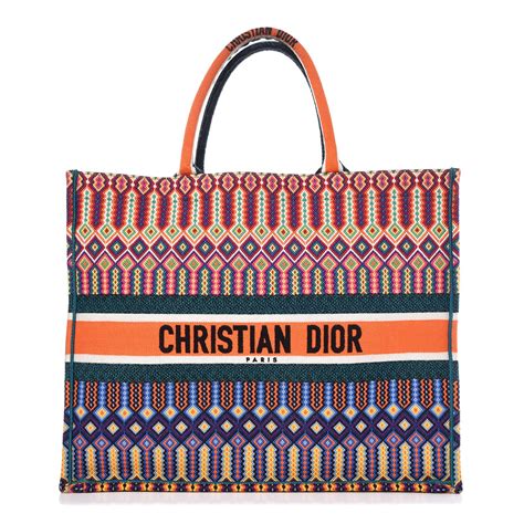 christian dior embroidered tote bag|christian dior tote bag colorful.